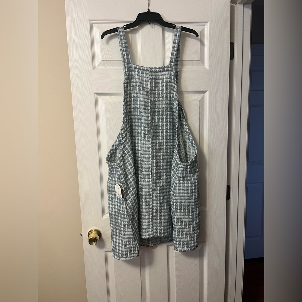 Arula Tweed Skirtall Plus Size Stylish Blue Checkered Pinafore Dress Size 3X - Picture 3 of 6